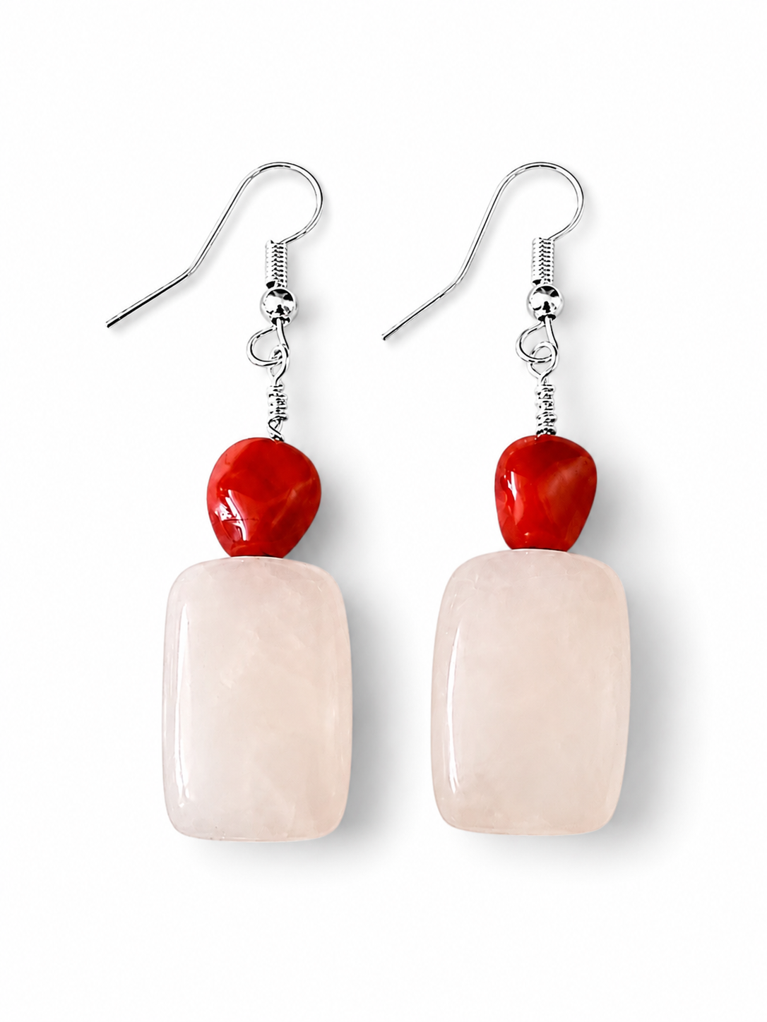 Medium Milky  925 Sterling Silver Hook Bead Earrings