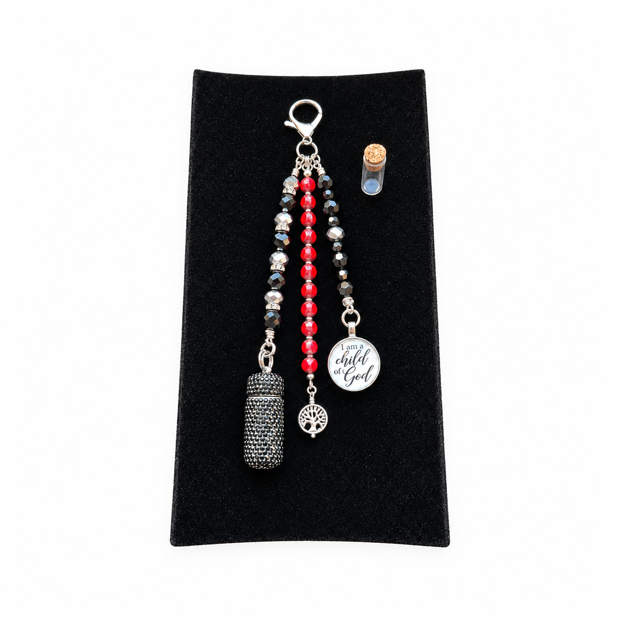 Stunning Beaded Anointing Oil Bag Charm with Case and Vial