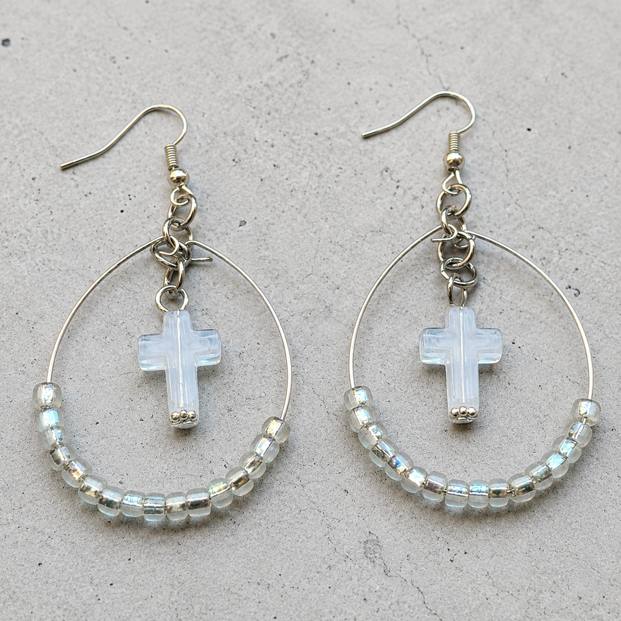 Stunning Small Hoop Cross Earrings