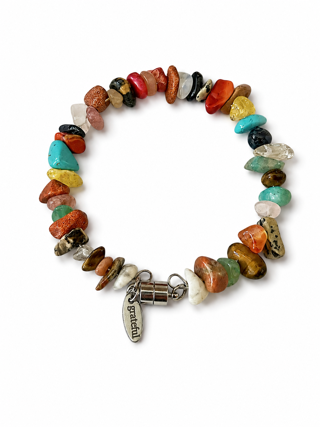 Stunning Multicolored Chipped Beaded Bracelet Featuring a Magnetic Clasp