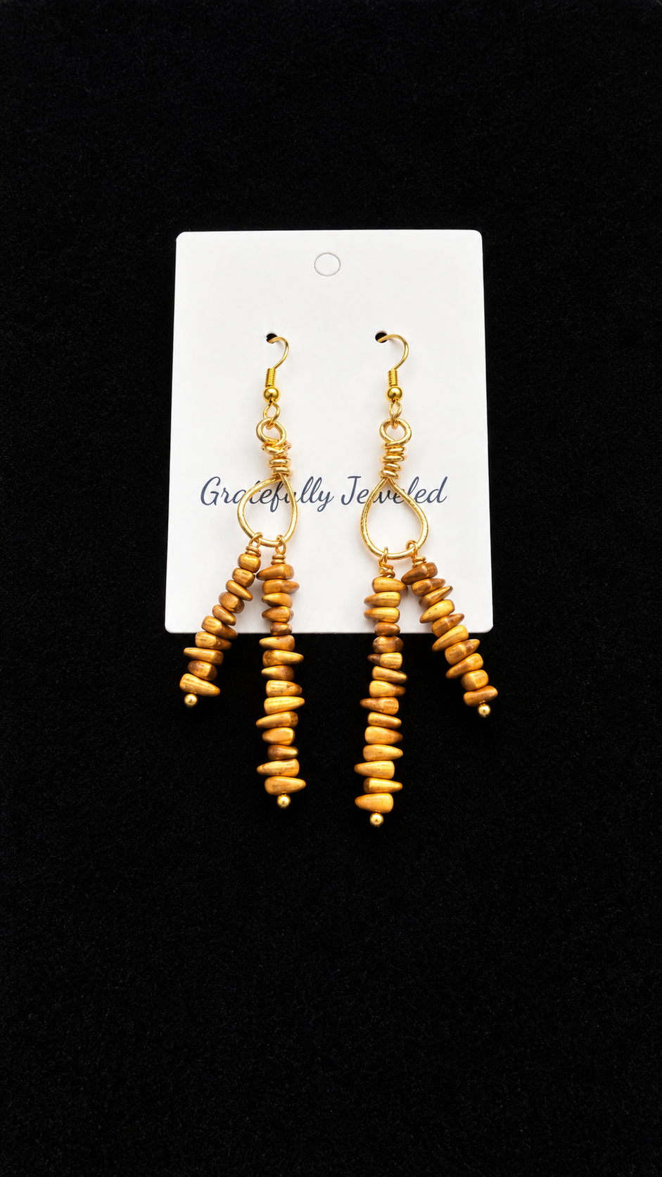 Bronze Chipped Beaded Earrings with Gold Accents