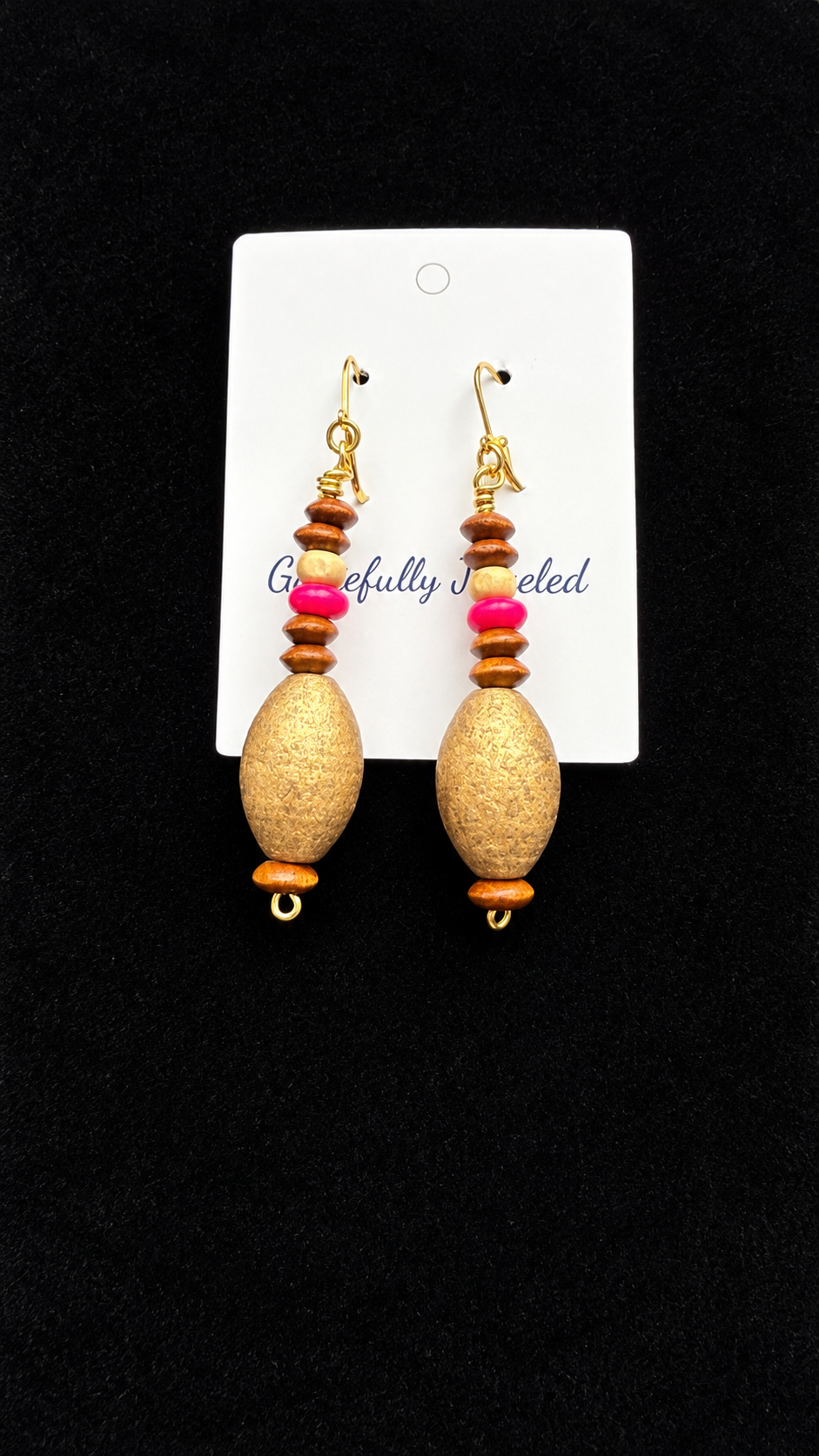 Gorgeous Gold Beaded Earrings featuring Secure Lever Back Hooks