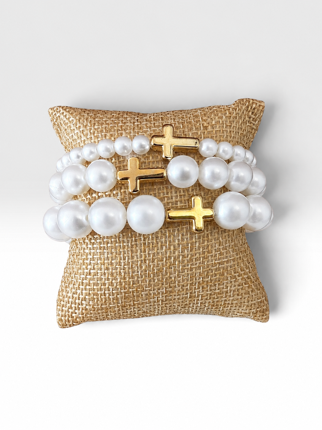 Pearl and Cross Trio with Beaded Accents