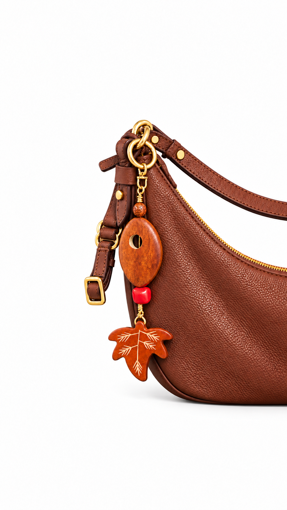 Wooden Leaf Bag Charm: Add a touch of nature to your accessories. Perfect for enhancing your bag while showcasing your unique style!