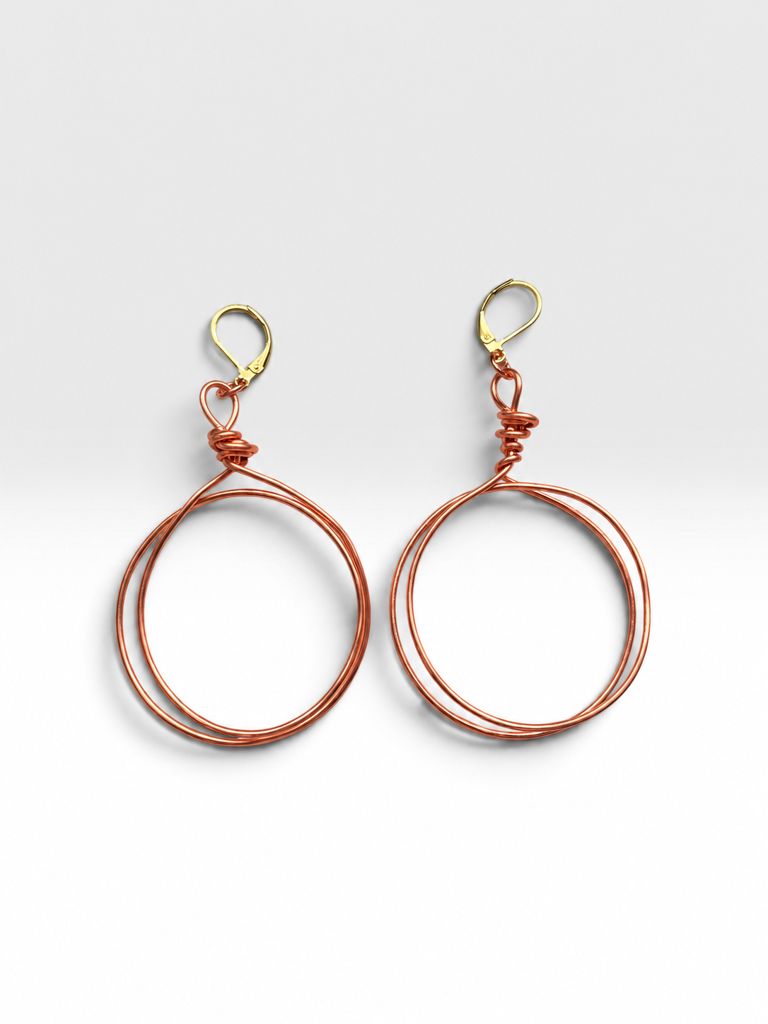 Copper Hoop Earrings featuring Lever Back Hooks (3.25