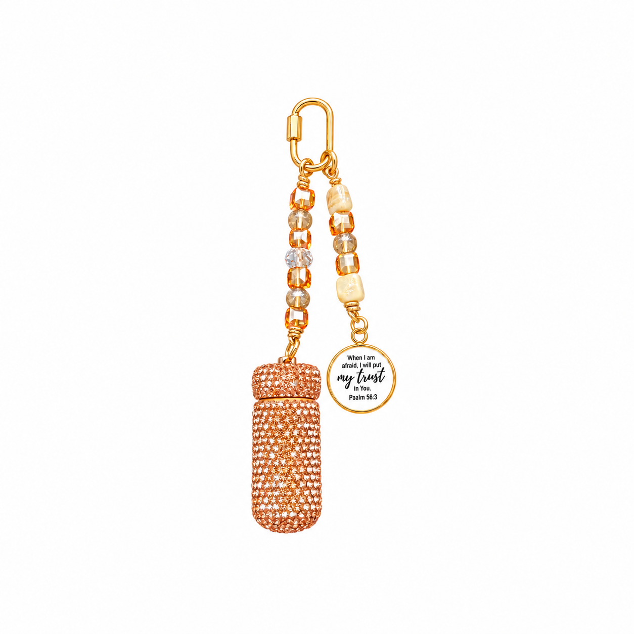 Adorned Purse Charm Featuring an Anointing Oil Case and Vial