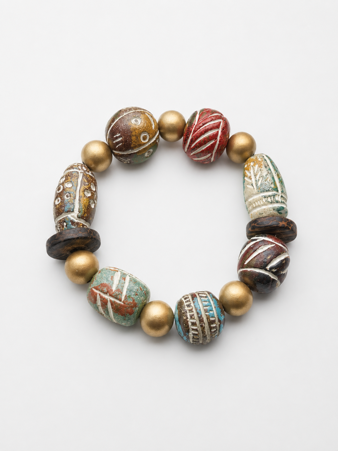 Bohemian Beaded Wooden Stretch Bracelet
