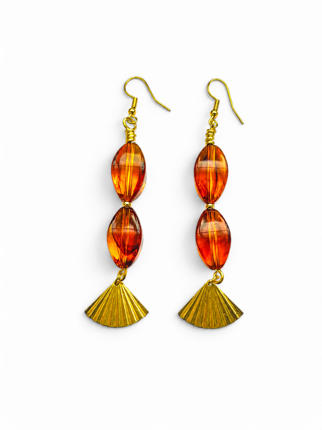 Stunning Brown Beaded Earrings Adorned with Charms