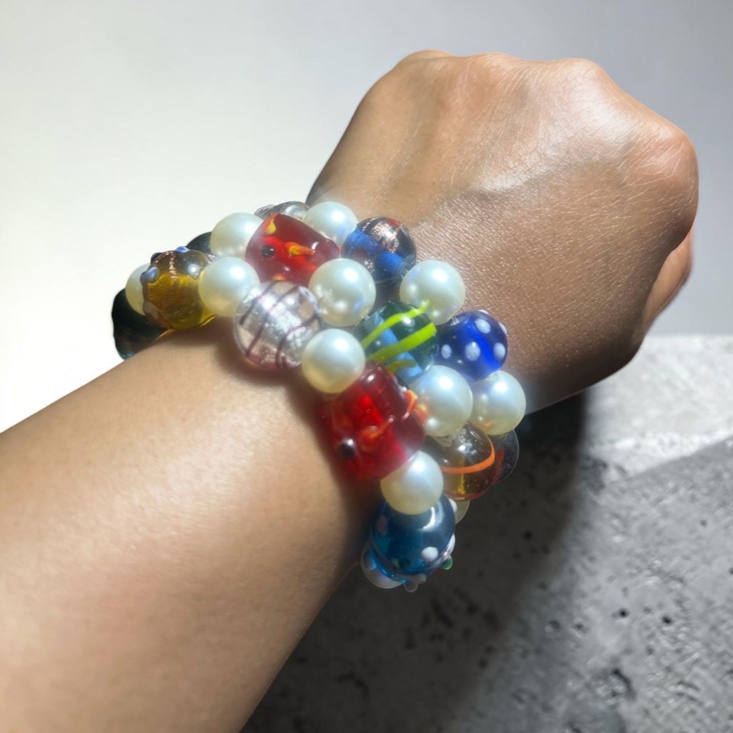 Whimsy Beaded Stretch Pearl Bracelet