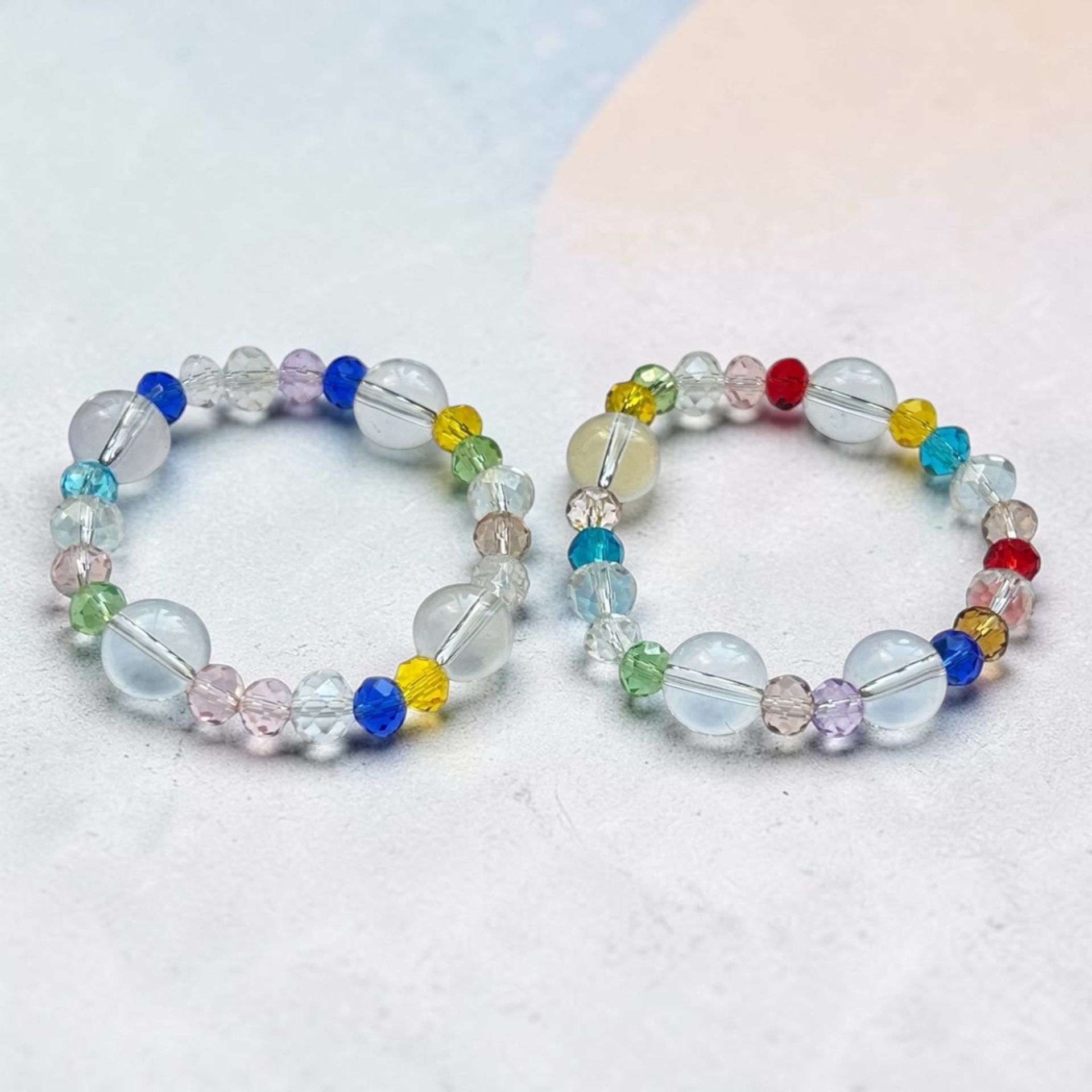 Crystal Clear  Color Beaded Stretch Bracelet