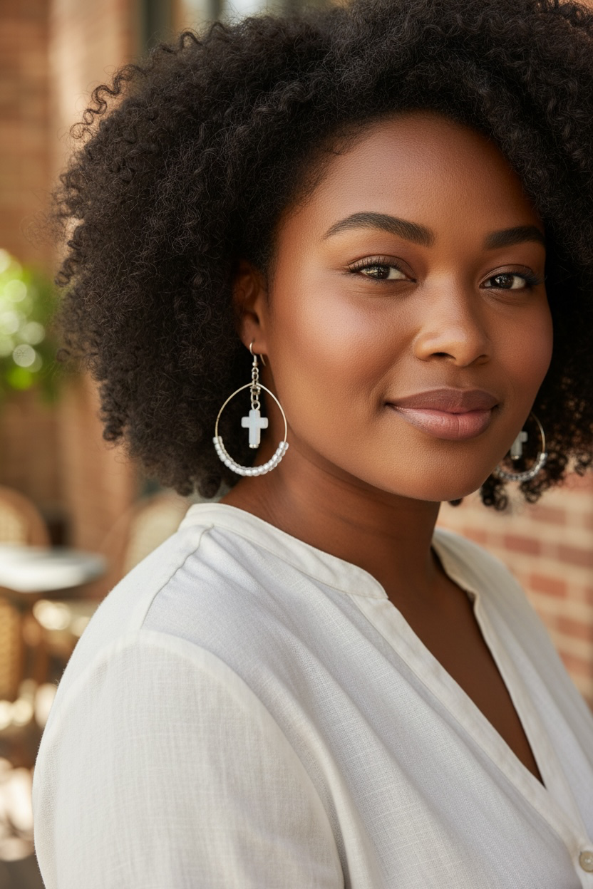 Stunning Small Hoop Cross Earrings