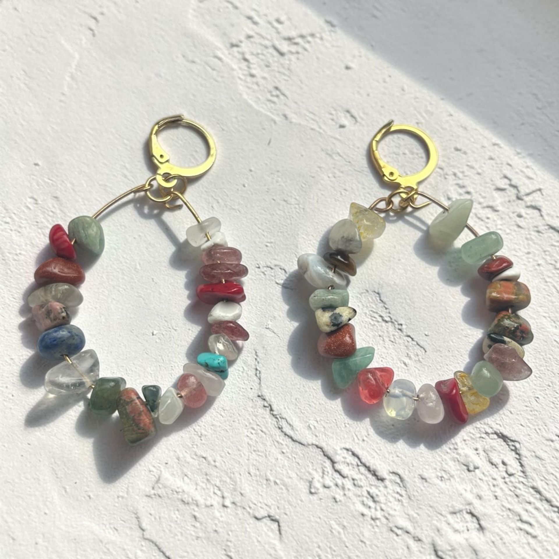 Vibrant Multicolored Chip Hoop Earrings