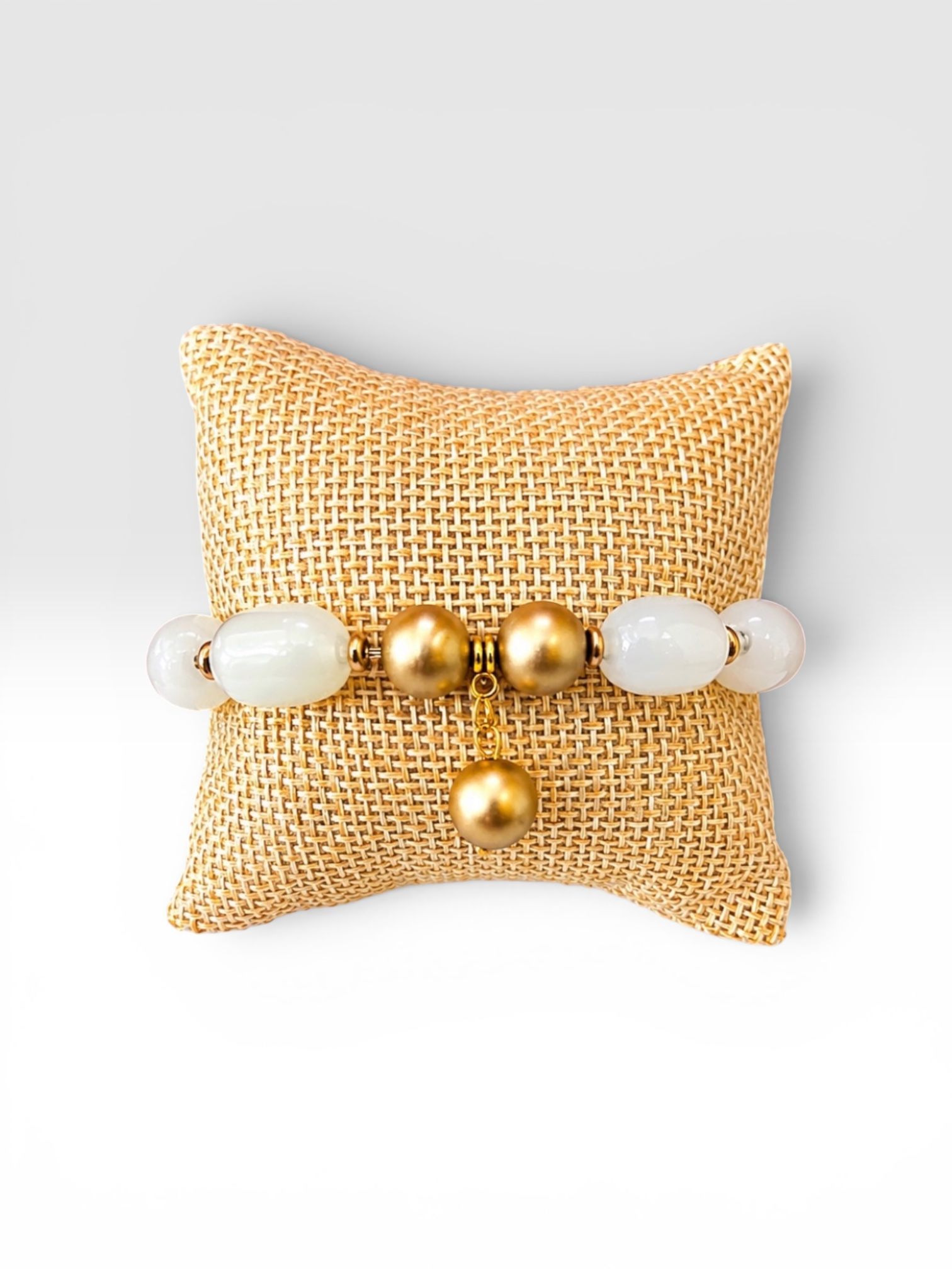 Radiant Gold Tone Milky Stretch Bracelet