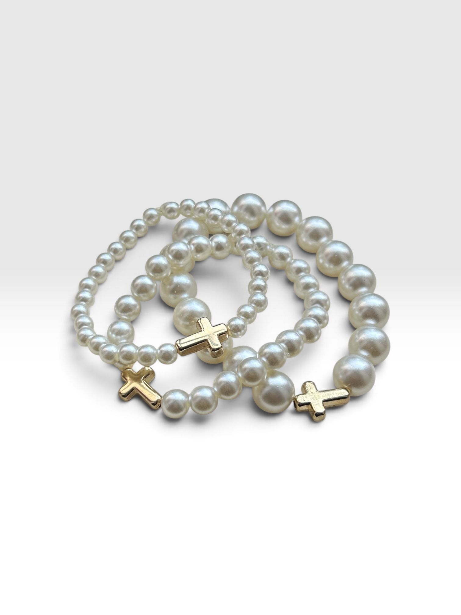 Pearl and Cross Trio with Beaded Accents