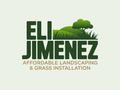 Logo for Eli Jimenez Affordable Landscaping & Grass Installation featuring a green hill and tree graphic over bold text.