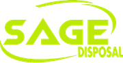 Sage Disposal logo with green text and a green curved line.