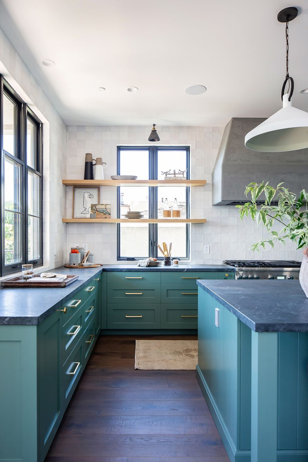 green counters & drawers in kitchen remodel Greenwich, CT