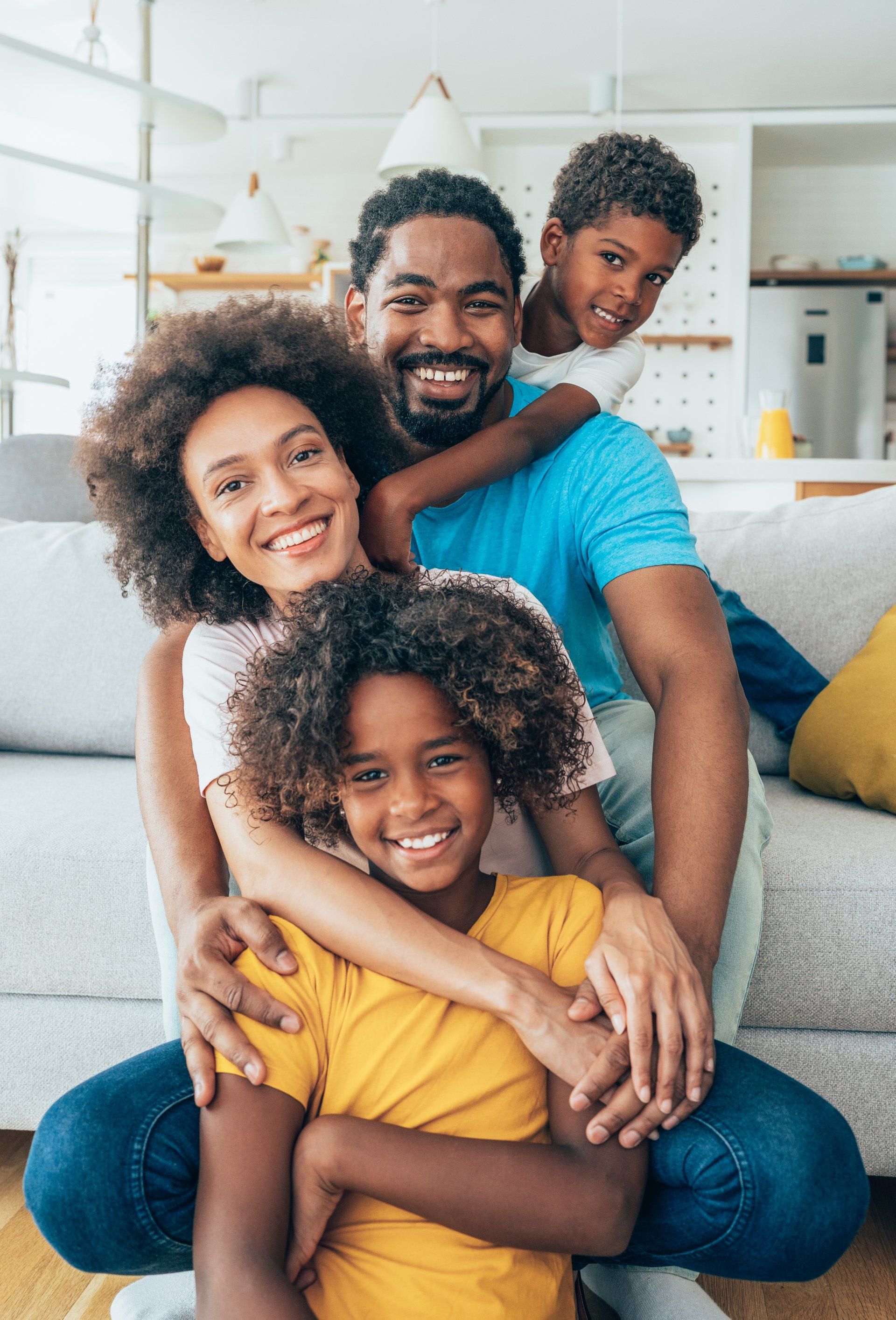 Family hugging