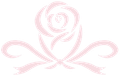 Pale pink stylized rose logo with curling ribbon-like leaves on a white background