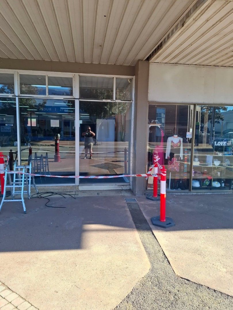 Broken store-front window