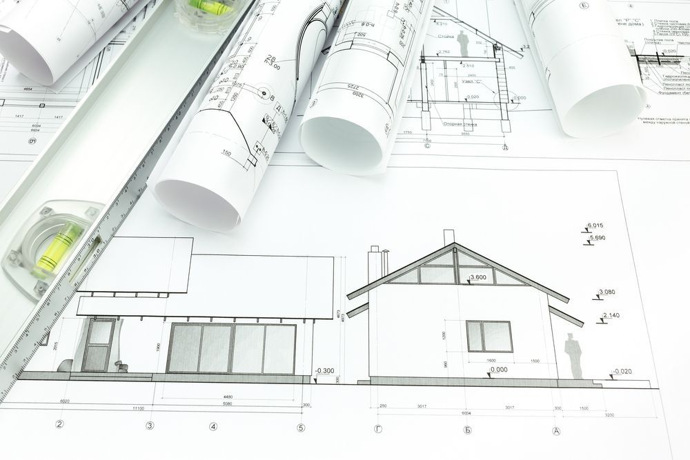 Architectural Blueprints With a Level and House Elevation Drawing — Mid North Coast Drafting & Construction in Diamond Beach, NSW