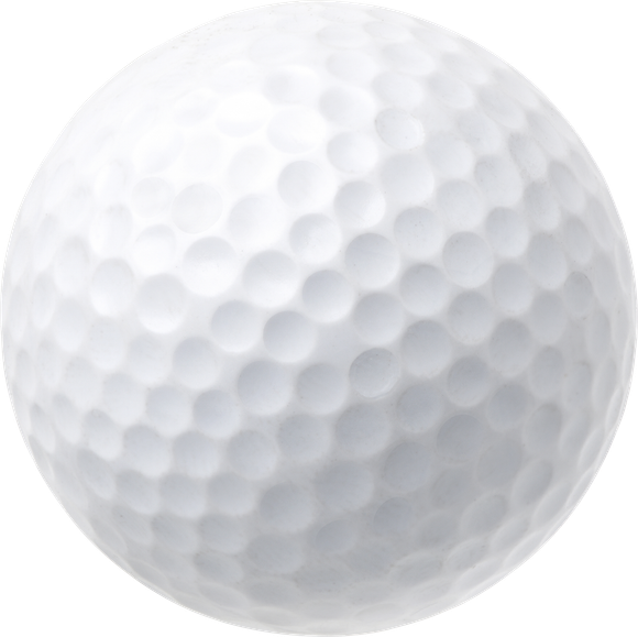 White golf ball with dimples.