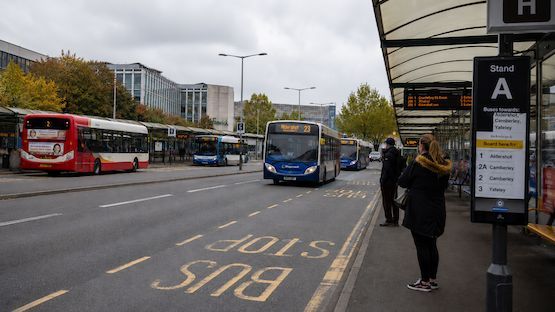 Bus stop scene for the Bus and Coach finance card