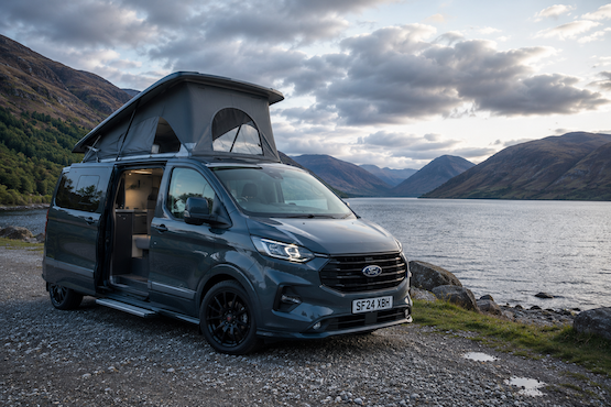 Camper Van by the Mountain Loch