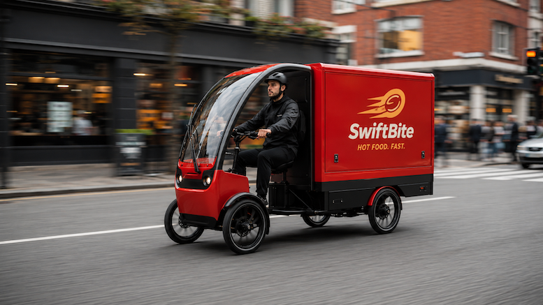 Red electric cargo bike for the Cargo Bike Fleets card