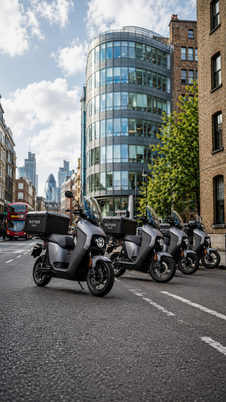 Urban e-moped route and city delivery environment