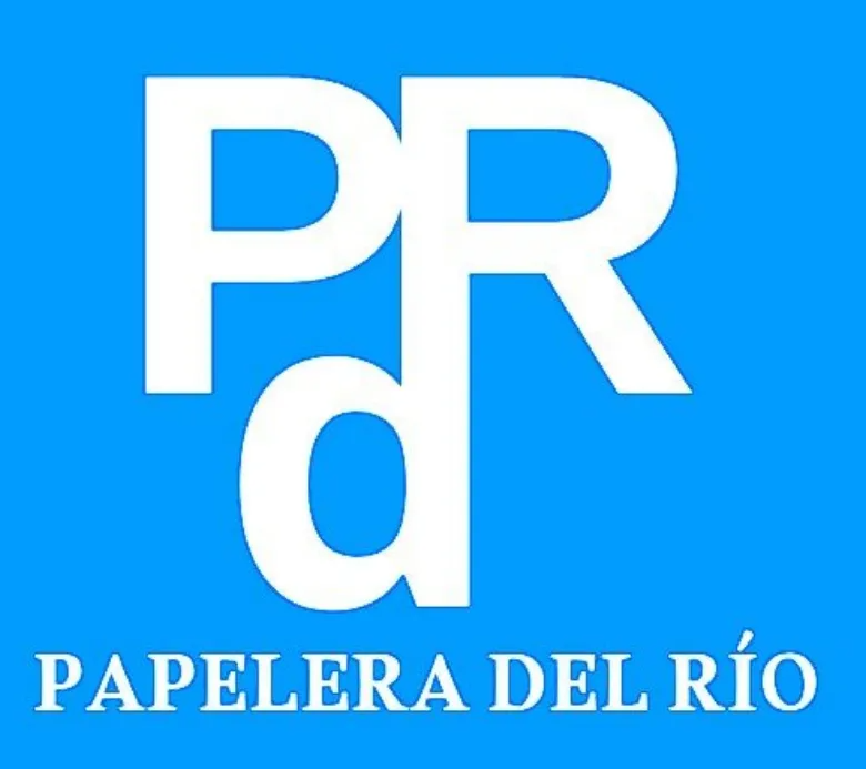 Un logotipo cuadrado azul con un gran monograma blanco 