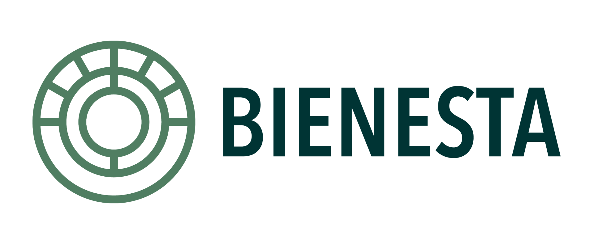Logotipo de Bienesta. Icono circular verde con texto.