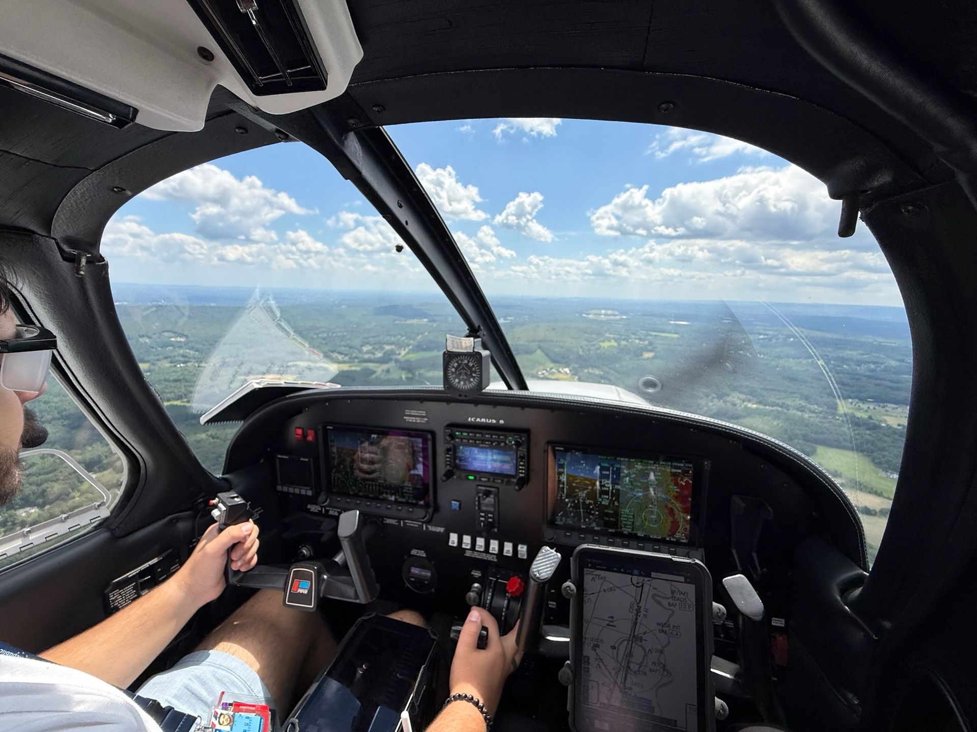 Become an Airline Pilot Detailed cockpit of Piper Archer flight training aircraft with dual controls for student and instructor safety.