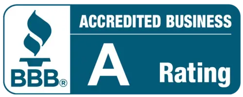 BBB Accredited Business A rating logo in blue and white