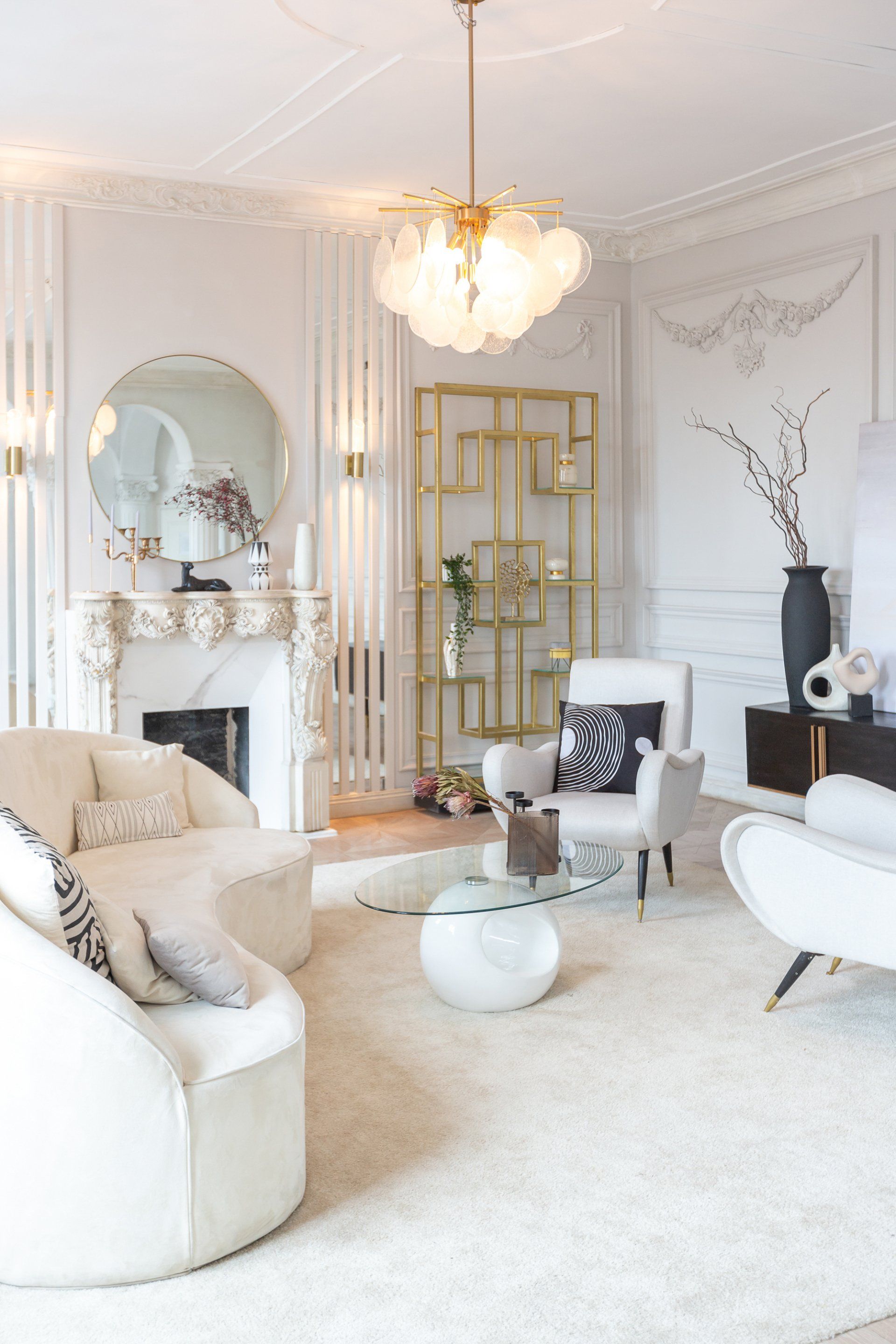 a living room filled with furniture and a fireplace .