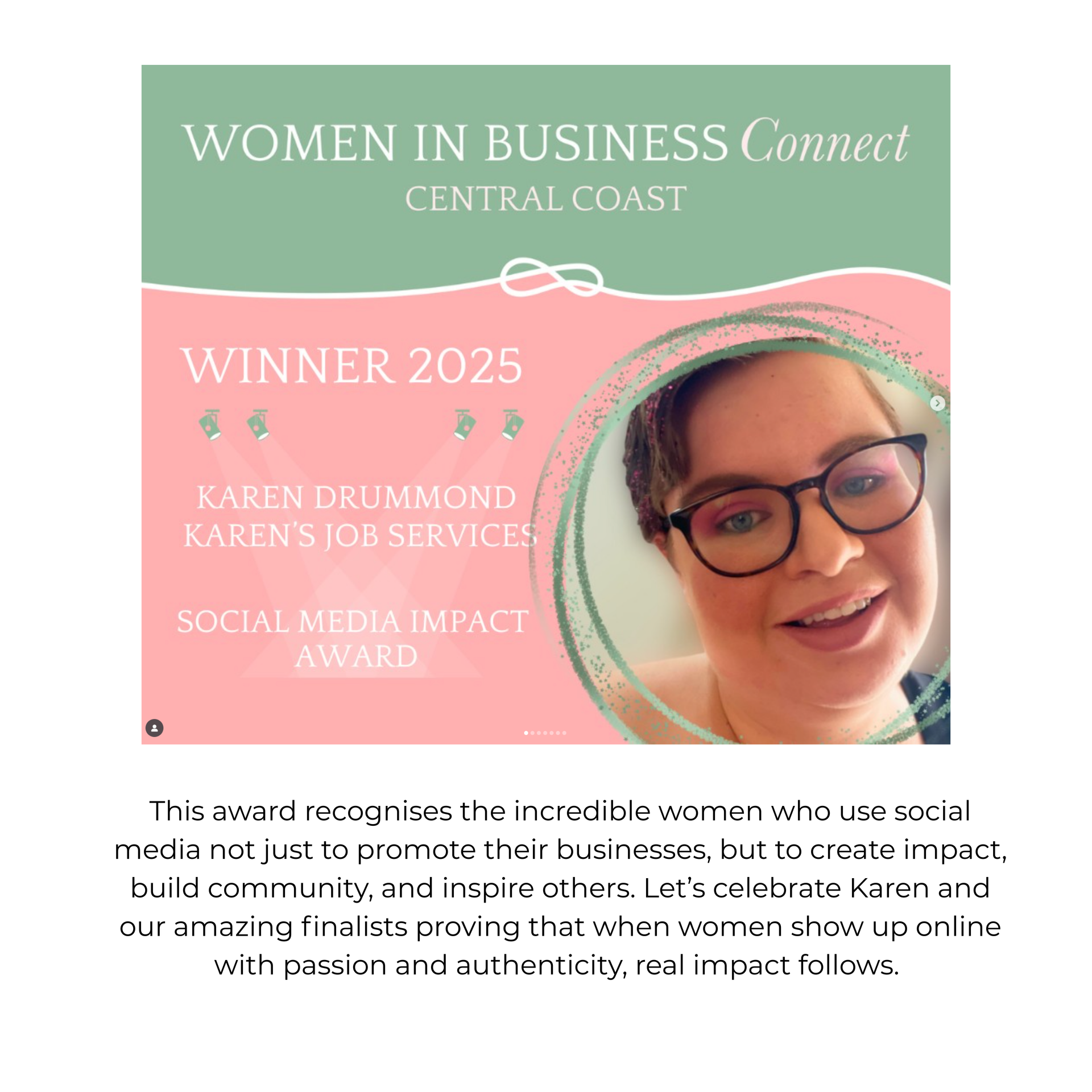 Award graphic: Woman with glasses,