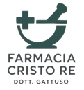 Logo della farmacia di colore verde scuro con mortaio, pestello e croce, con la scritta 