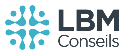 Le logo de lbm conseils est un logo bleu et noir sur fond blanc.