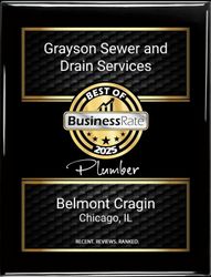 BusinessRate 2025 Best of winner plaque for Grayson Sewer and Drain Services, Belmont Cragin, Chicago, IL
