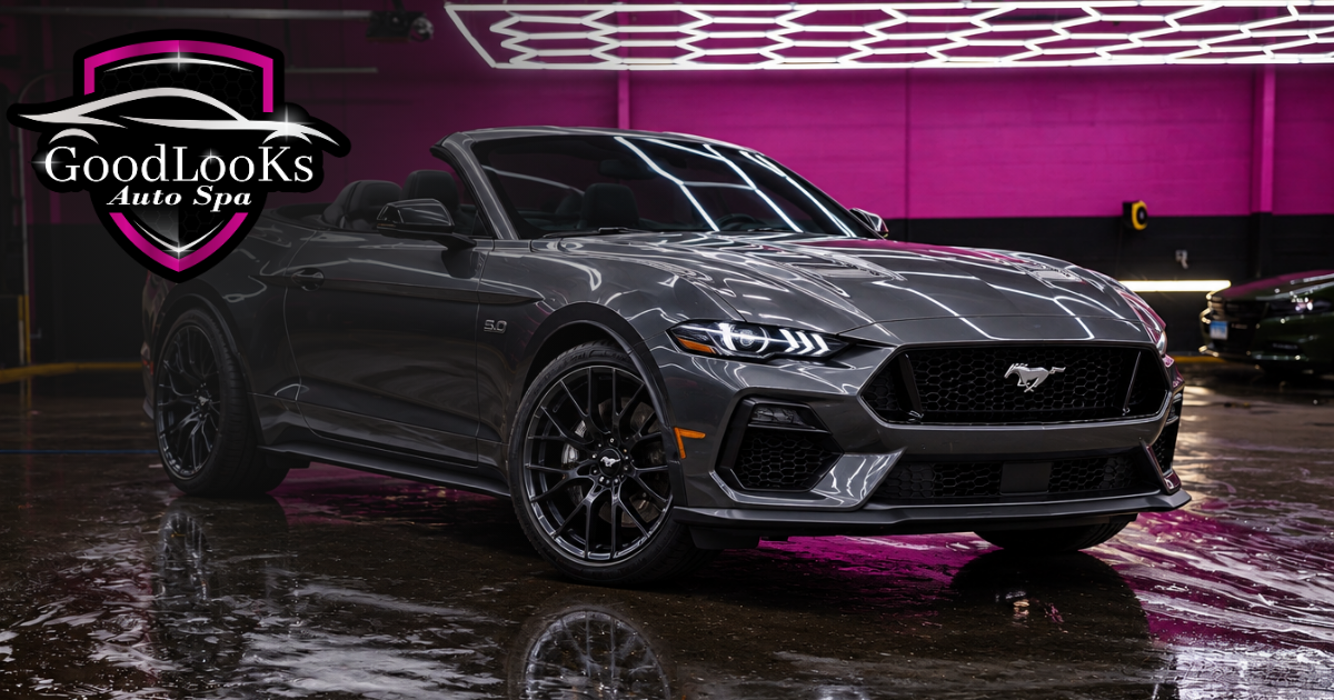 Convertible sports car ready for Ford Mustang ceramic coating for a West Haven, CT driver