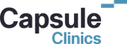Capsule Clinics logo in black and blue text on a white background