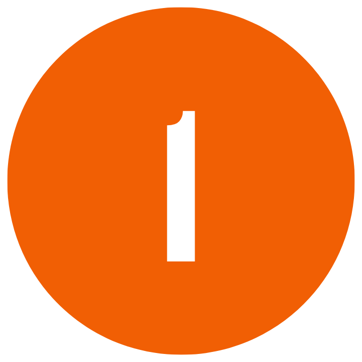 Orange circle with the number 1 in white.