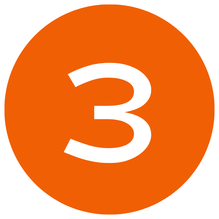 Orange circle with the number 3 in white.