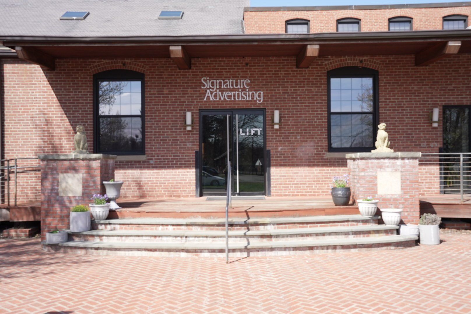 Brick building entrance with