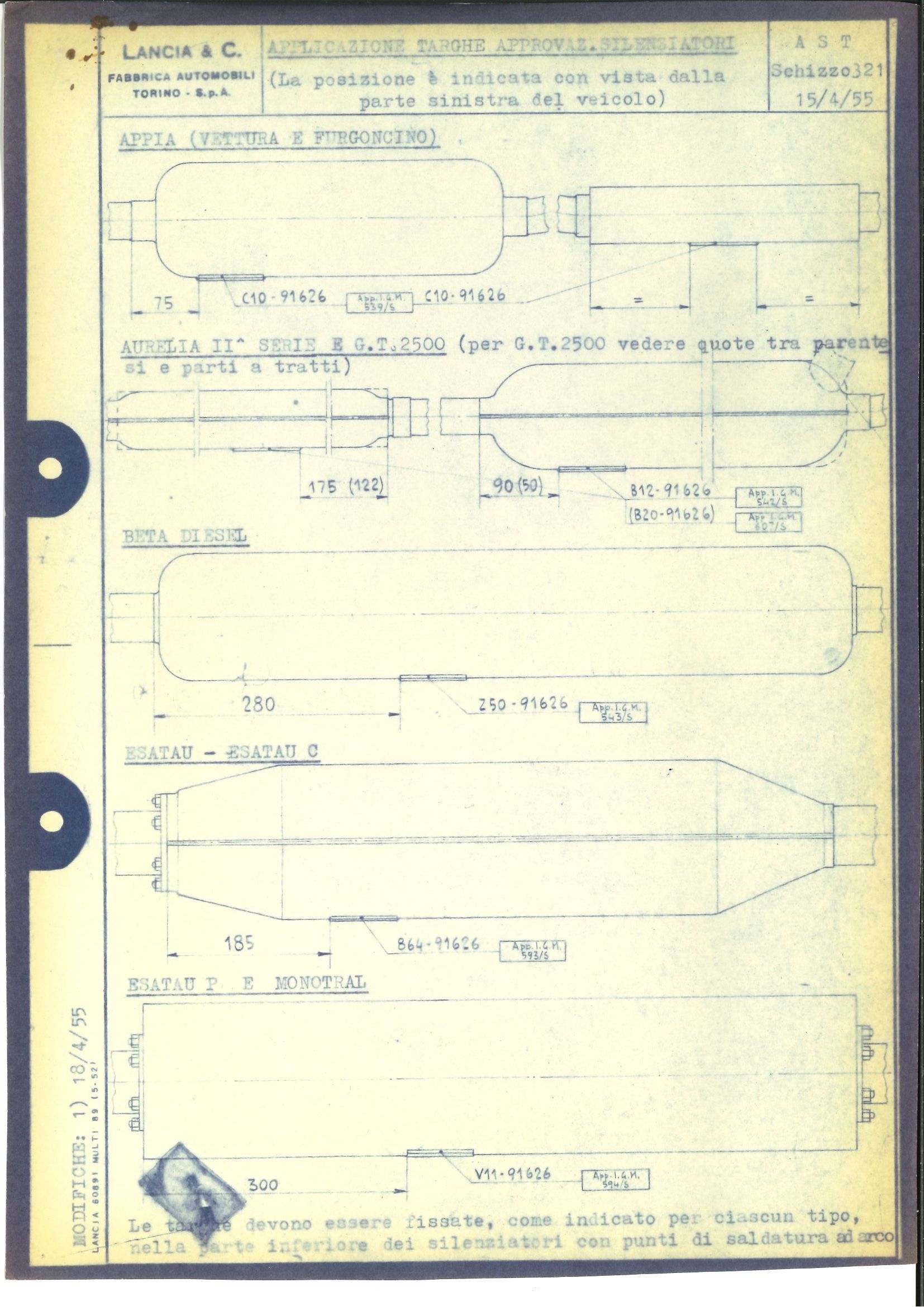 Blueprint schematic of a cylindrical object with dimensions and annotations in Italian.