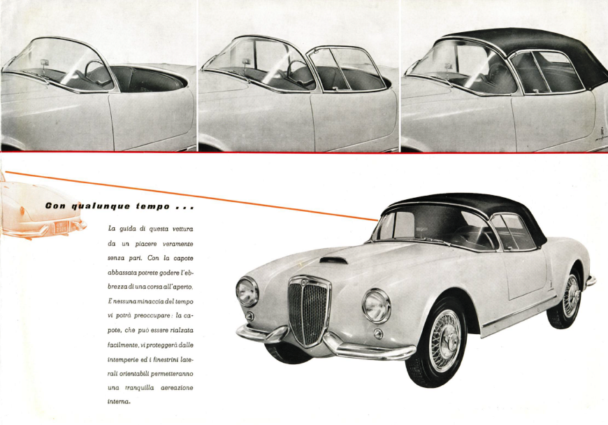 Diagram of a white sports car showing the convertible top's different configurations, including a hardtop.
