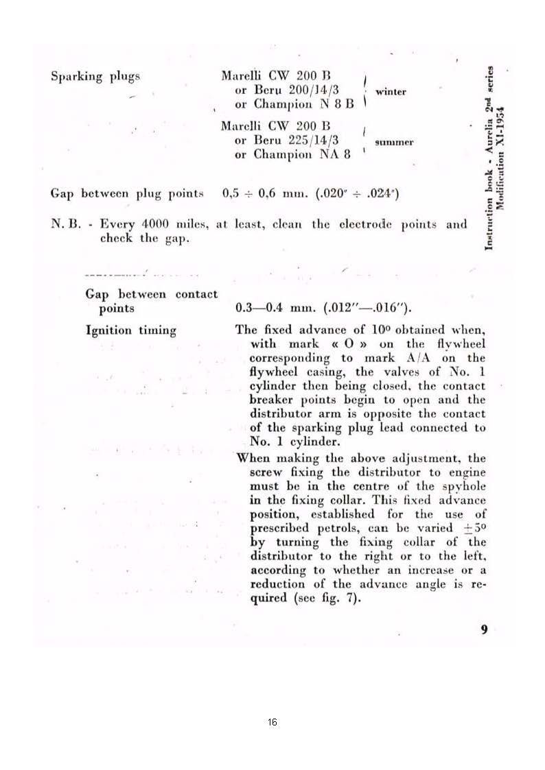 Text document with specifications for a spark plug, including gap, tightening instructions, and torque values.