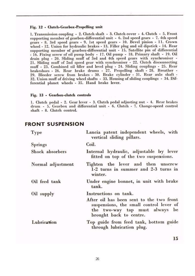 Diagram and text about motorcycle front suspension details, including diagrams and specifications.