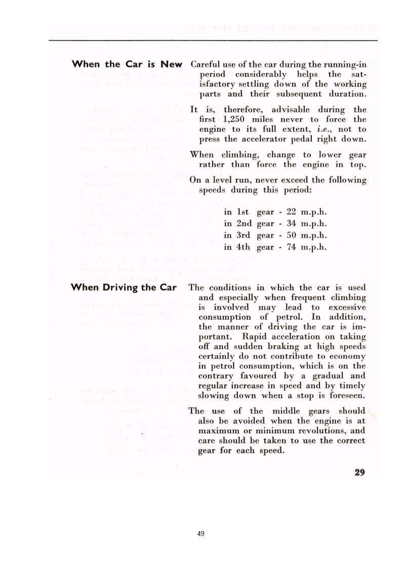 Text detailing car's use: speed changes when shifting gears, driving instructions.