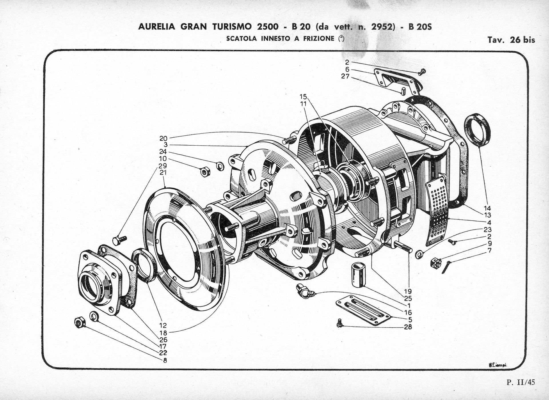 Exploded diagram of a machine's internal components, likely a transmission or similar mechanical device.